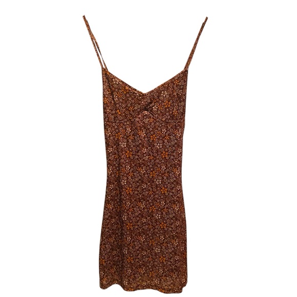 Motel Tintin Dress Brown Floral Garden Mini Slip XS - Picture 8 of 12